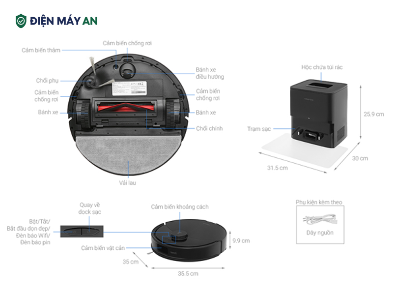 Robot hút bụi lau nhà Roborock Q10 PF+ (Plus) - Đen